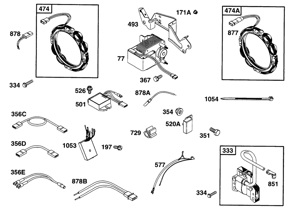 Elect Diagram and Parts List for 290447-1147-XX  Briggs and Stratton Engine